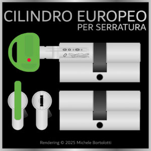 Cilindro europeo per serratura di massima sicurezza con chiavi di sicurezza, anti bumping, anti picking e anti trapano.